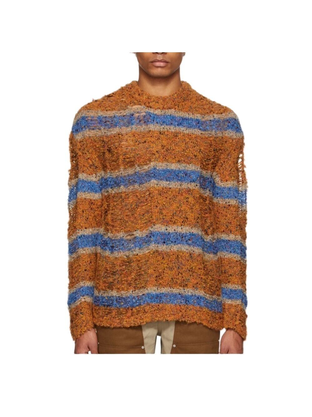 Andersson Bell Bothnia Distressed Striped Crewneck Sweater Mens Sz S